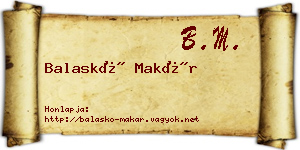 Balaskó Makár névjegykártya